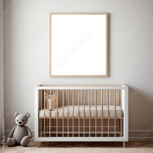 Modern Nursery Room Design With Crib And Frame