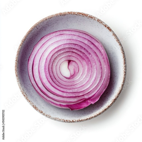 Red onion cut isolated on white background