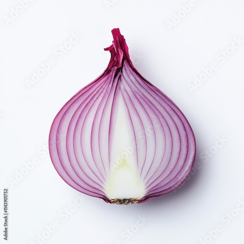 Red onion cut isolated on white background