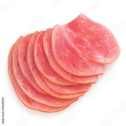 Salami sausage slices ham isolated on white background