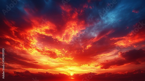 dramatic sunset surrounded by clouds