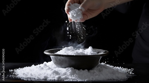 Wallpaper Mural Dramatic shot of salt being tossed high into the air during a cooking or food process  The salt creates an pattern against a textured background Torontodigital.ca