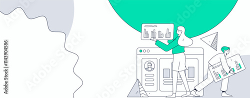 Flat vector illustration of business people operating work scene
