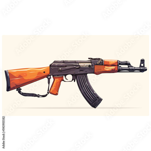 Illustration of Kalashnikov weapon in vector form