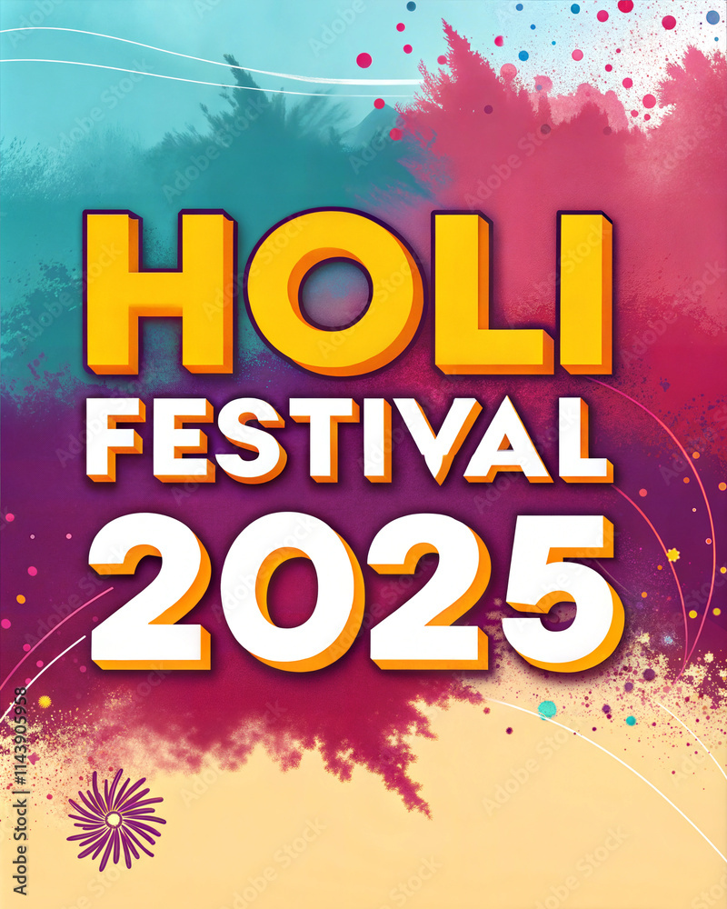 Fototapeta premium Indian festival Holi, Holi illustration, Holi festival poster, Holi poster with colors splash. 