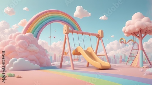cartoon 3d rendering of children's playground