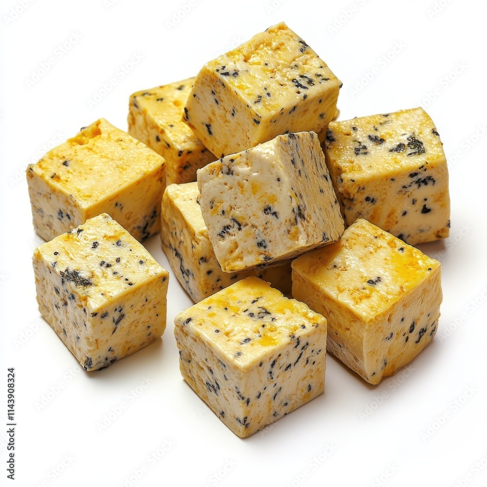 Tofu cubes isolated on white background Tofu cubes isolated on white background