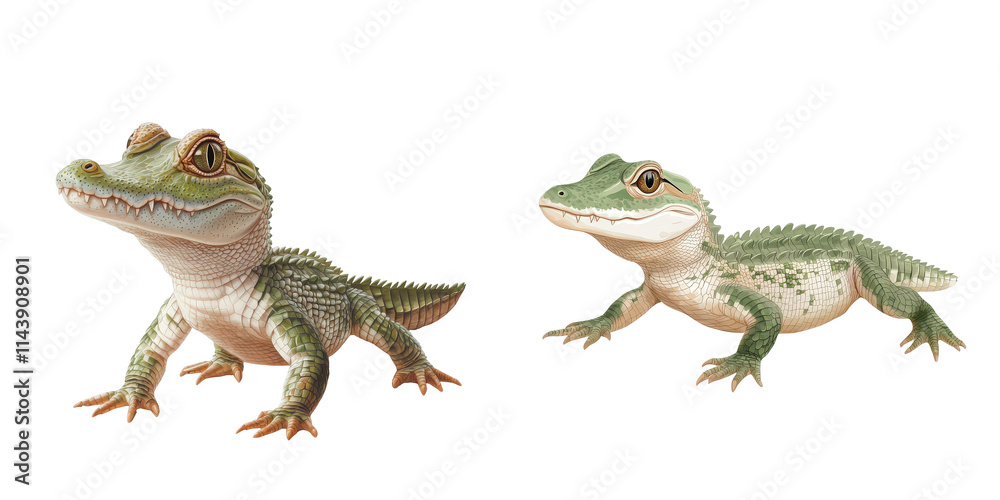 Fototapeta premium Detailed Illustration of Two Distinct Lizards Showcasing Unique Features and Textures for Educational Use