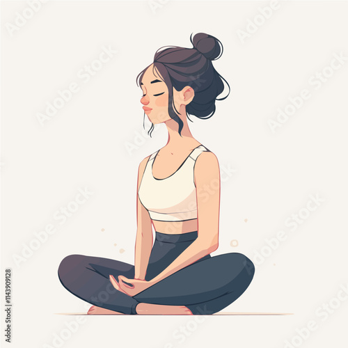 Illustration of a girl doing exercise and yoga