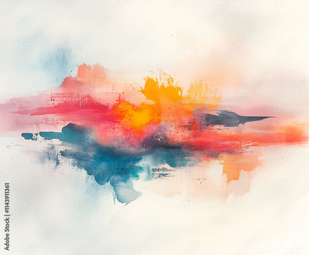 Abstract watercolor painting with soft, flowing brushstrokes and vibrant splashes of color, minimalistic background, artistic and serene mood Abstract watercolor painting with soft, flowing brushstrokes and vibrant splashes of color, minimalistic background, artistic and serene mood