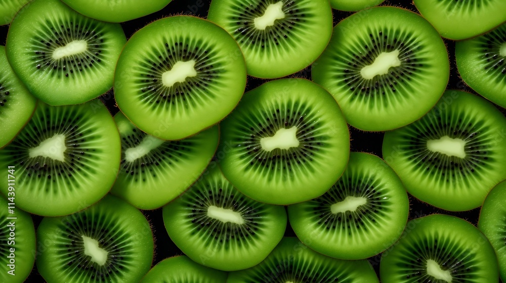 close up shot of sliced kiwi fruit revealing their intricate green patterns and gradient green background Vibrant and natural image showcasing the fresh juicy close up shot of sliced kiwi fruit revealing their intricate green patterns and gradient green background Vibrant and natural image showcasing the fresh juicy