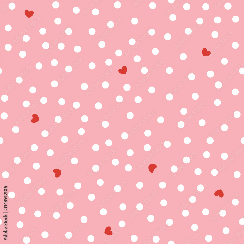 Groovy background with tiny hearts. Valentine day cheerful seamless pattern. Vector polka dot wallpaper with romantic vibes. Cute print for fabric, paper, kids clothes and accessories Groovy background with tiny hearts. Valentine day cheerful seamless pattern. Vector polka dot wallpaper with romantic vibes. Cute print for fabric, paper, kids clothes and accessories