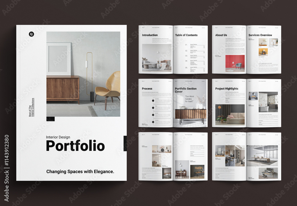 Interior Design Portfolio Template Design Layout Stock Template | Adobe ...