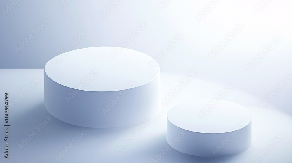 Minimalist white pedestals creating a serene and elegant display, ideal for showcasing products or art. Minimalist white pedestals creating a serene and elegant display, ideal for showcasing products or art.