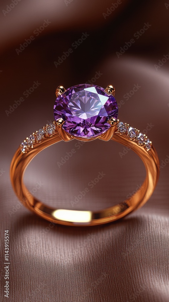 Radiant Purple Gemstone Ring with Gold Accents Radiant Purple Gemstone Ring with Gold Accents