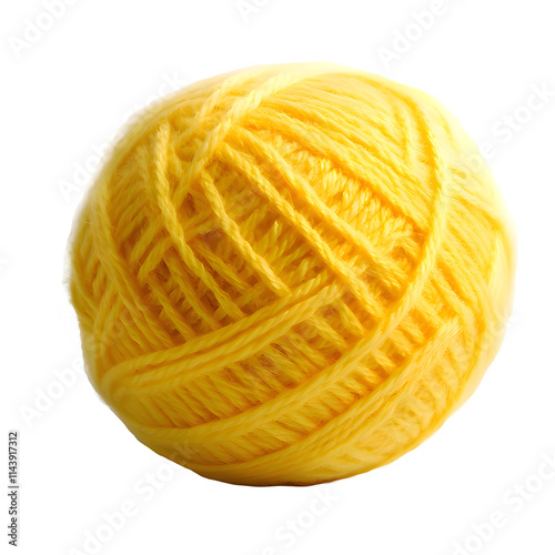 yellow ball of wool on transparent background