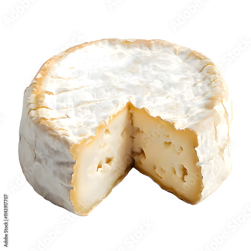 camembert cheese with nobel mold on transparent background