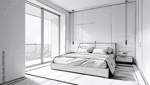 Bedroom sketch, grey