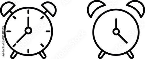 "Alarm Clock Icon with Time and Wake-Up Symbol Vector Design"
