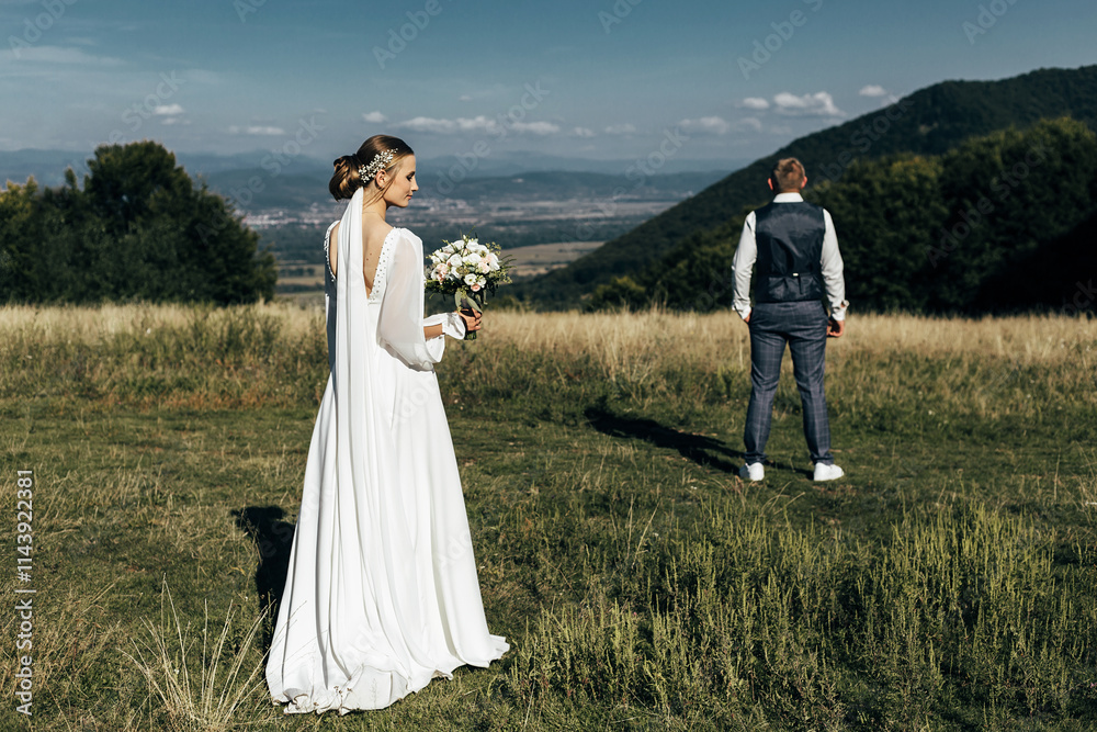 couple against the backdrop of a picturesque landscape couple against the backdrop of a picturesque landscape