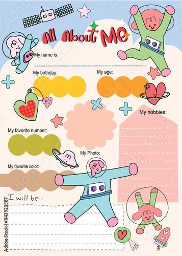 back to school, Cute All about me, cute cartoon all about me and student, baby shower card, school all about me