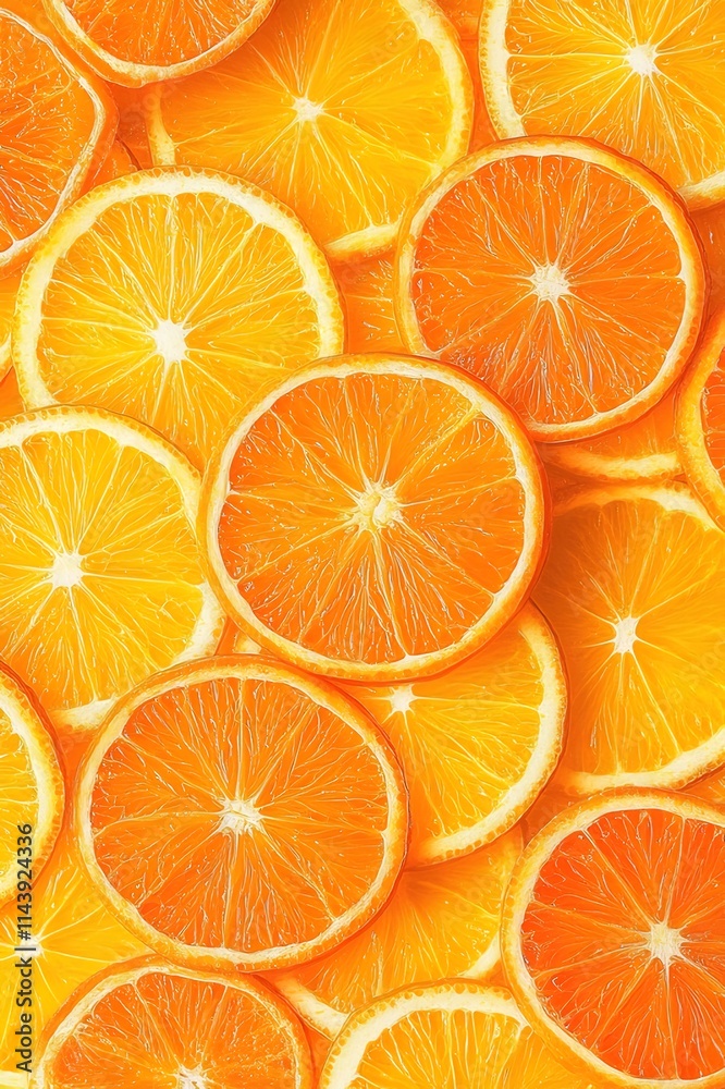 Close-up of vibrant orange slices, arranged in overlapping pattern. Close-up of vibrant orange slices, arranged in overlapping pattern.