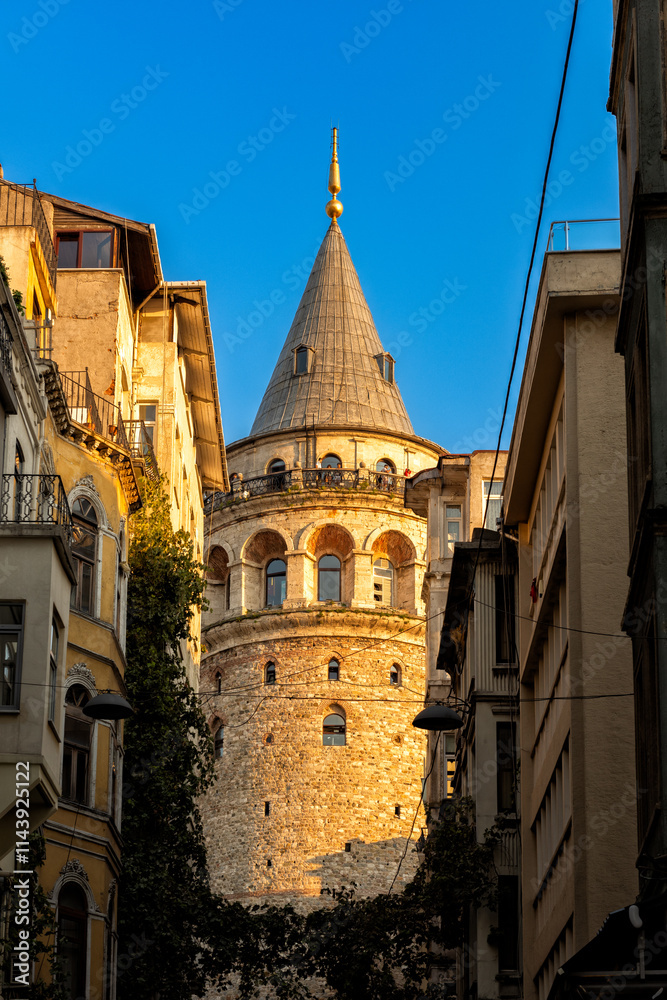 Galata Tower in the wonderful old street of Istanbul, Turkey Galata Tower in the wonderful old street of Istanbul, Turkey