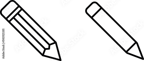 "Pencil Icon with Sharp Tip and Eraser Vector Design"