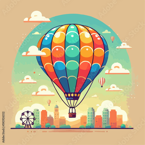 Illustration of a air balloon in sky