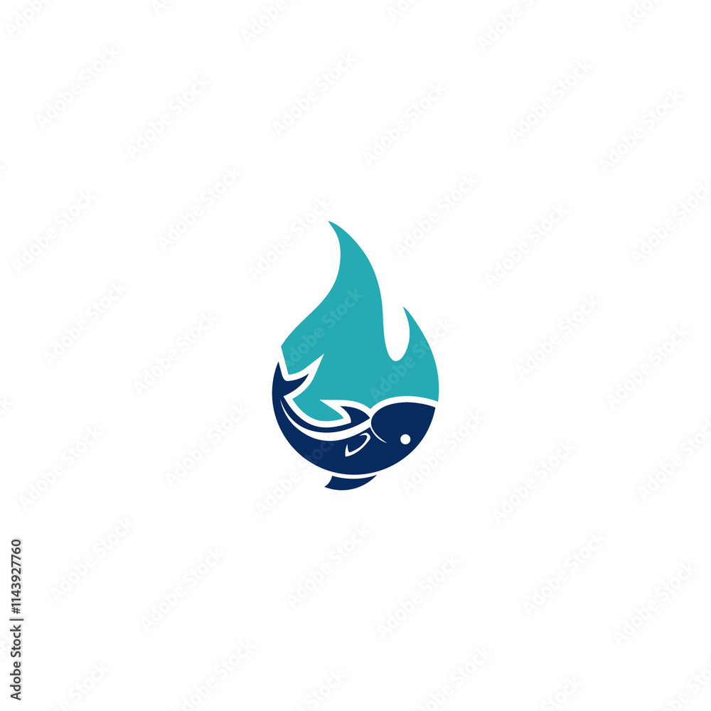 Fototapeta premium fish and water drop logo