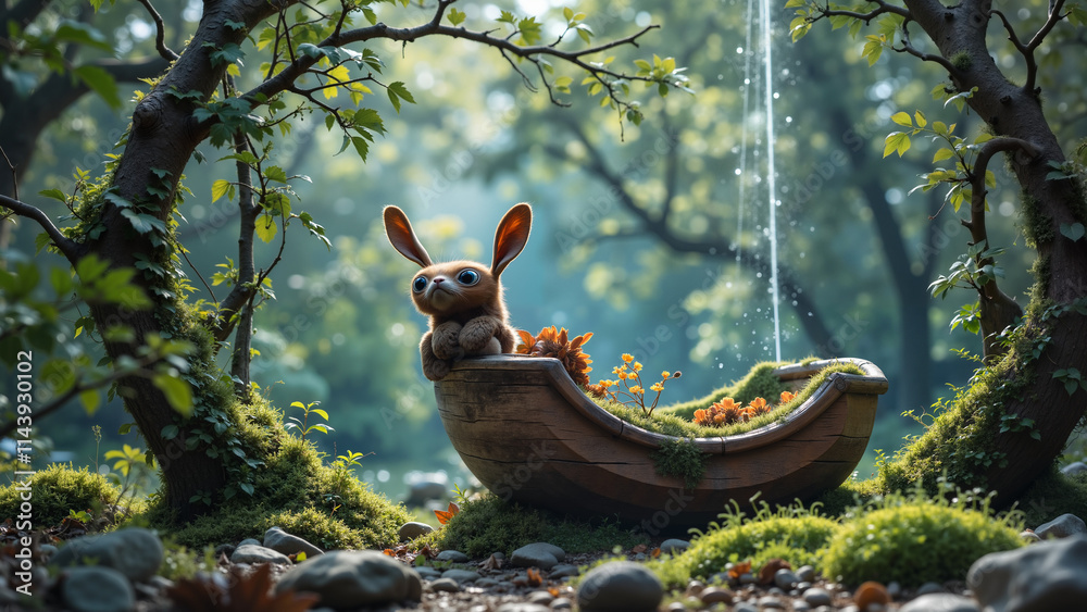 Easter bunny in the garden.