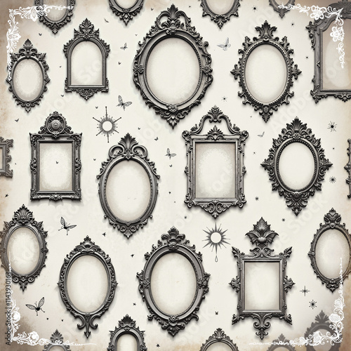 Obraz na płótnie Set of vintage frames. w salonie