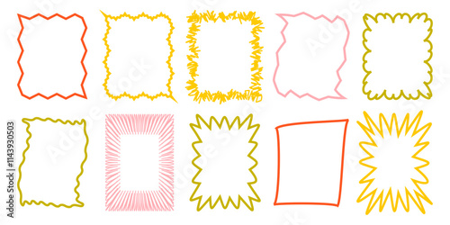 jagged line rectangle form,  line  in yellow, red color vector