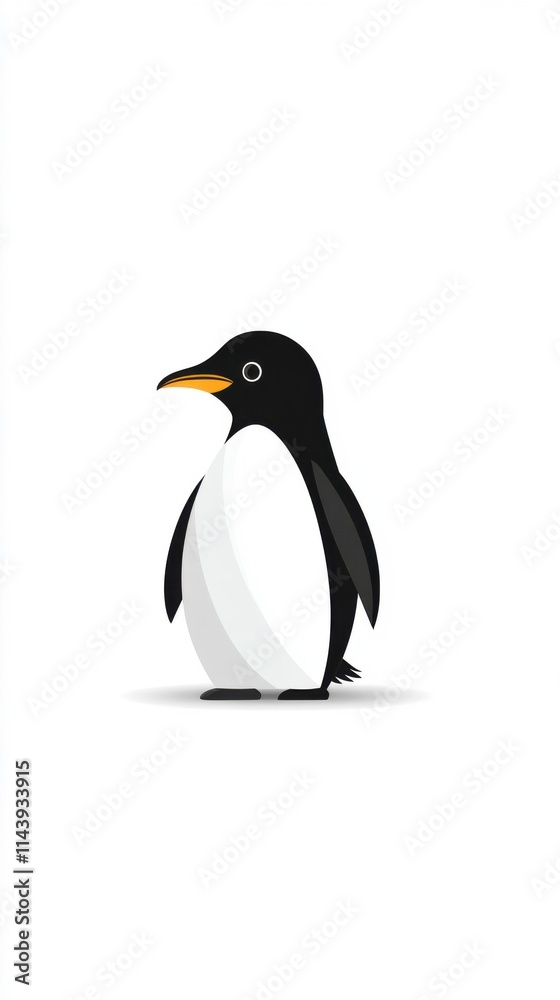 Obraz premium Playful and Charming Penguin Character in a Minimalist Style, Perfect for Illustrations, Children’s Books, and Educational Materials Featuring Wildlife and Nature Themes