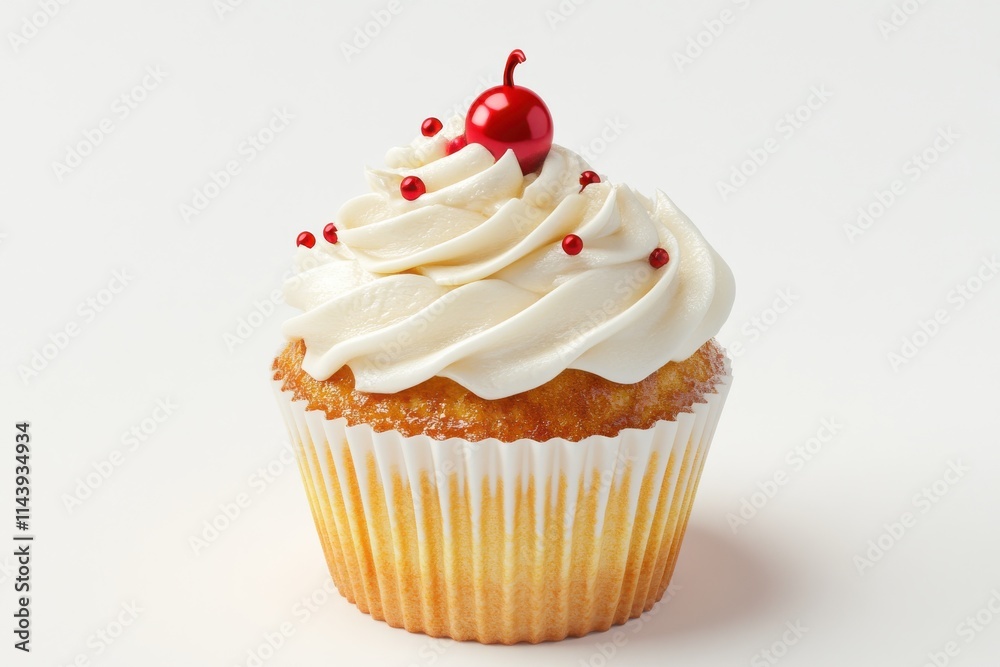 Creamy frosting and a festive candle isolated on white background Creamy frosting and a festive candle isolated on white background