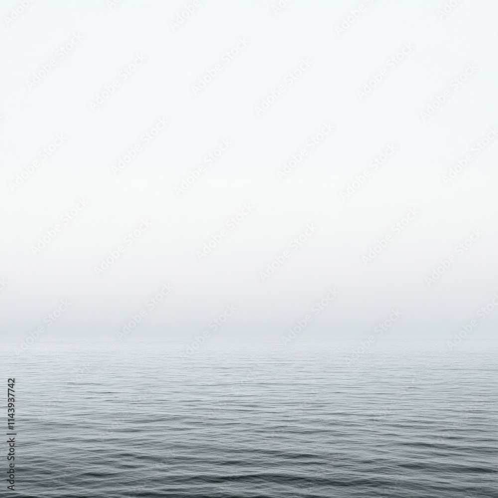 Obraz premium Tranquil Seascape with Soft Pastel Hues and Gentle Waves Under a Misty Sky, Evoking Serenity and Calmness for Relaxing Atmospheres and Meditative Spaces