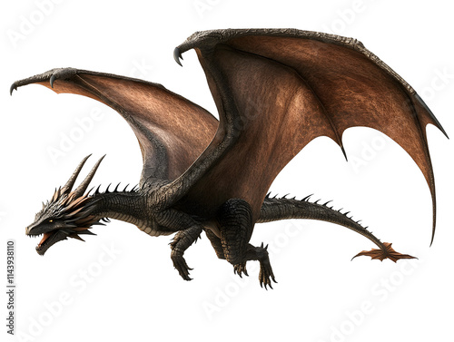 3D rendered dragon in a flying pose isolated on transparent background photo