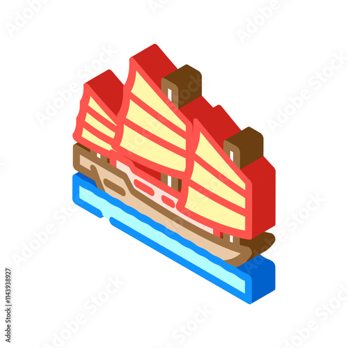 junk ancient ship isometric icon vector. junk ancient ship sign. isolated symbol illustration