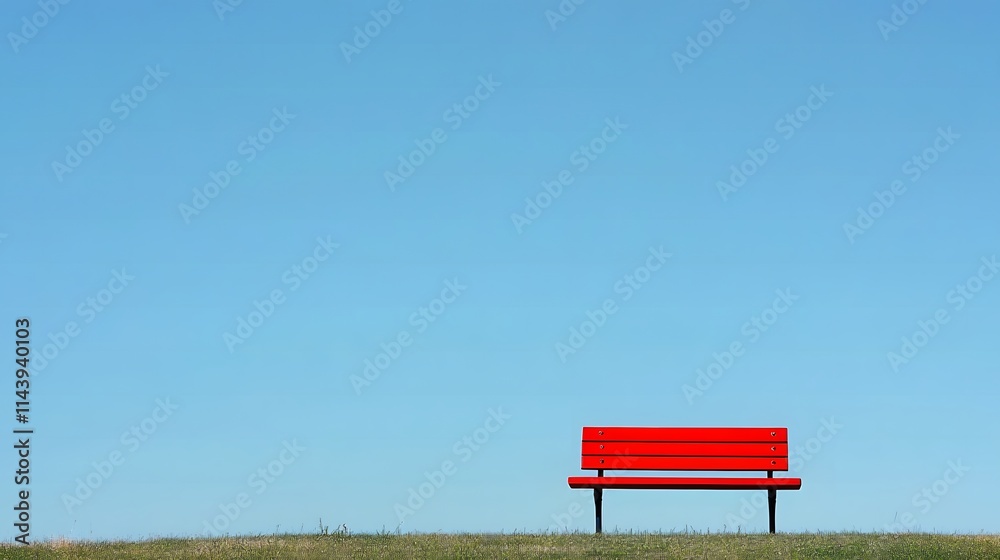 Obraz premium red bench with blue sky background
