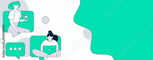 Flat vector illustration of business people operating work scene
