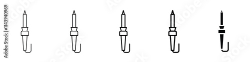Set of 5 "Soldering Iron" icons 1 unexpanded vector, 1 silhouette - Soldering iron representing electronics DIY projects repair work Its clean design makes it ideal for digital n print application 