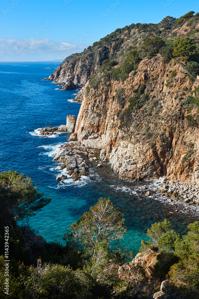 Fototapeta premium Picturesque mediterranean cliffs at Tossa de Mar. Catalonia, Spain