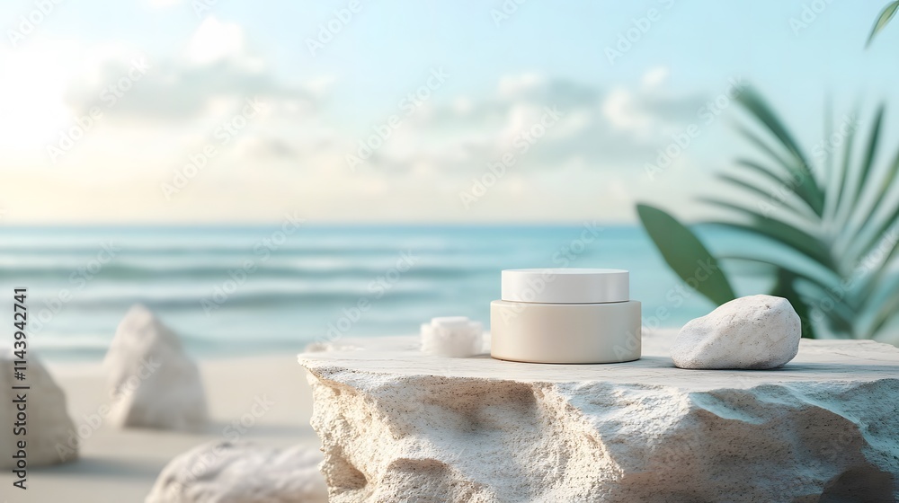 stone podium sits on a sandy beach stone podium sits on a sandy beach