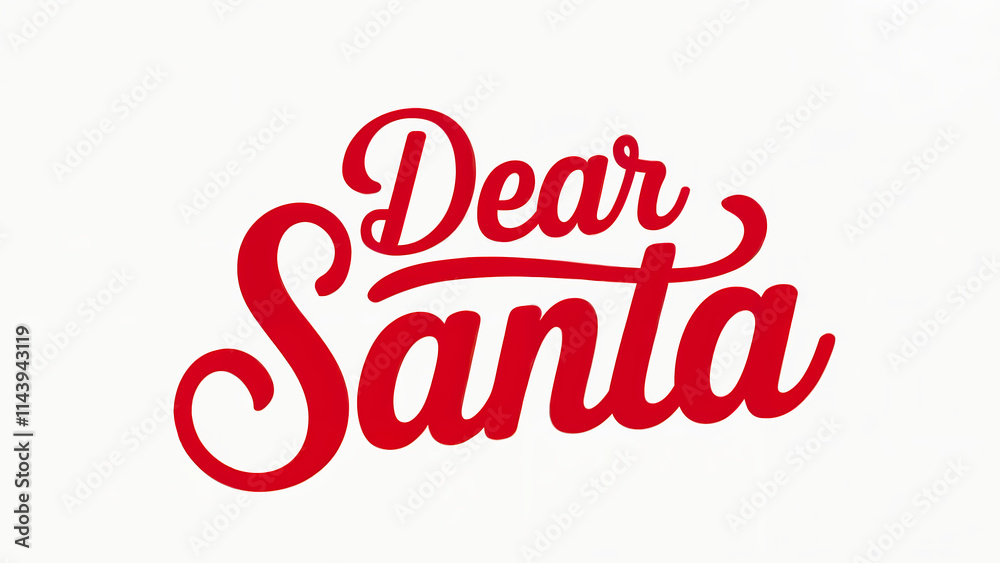 Dear Santa Words On White BackGround Festive Christmas Illustration Dear Santa Words On White BackGround Festive Christmas Illustration