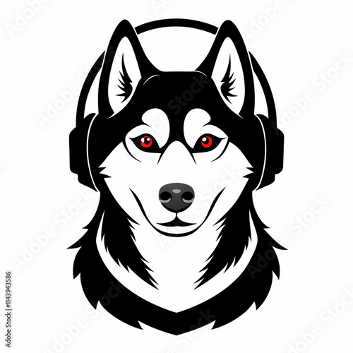 Siberian husky dog silhouette on a white background