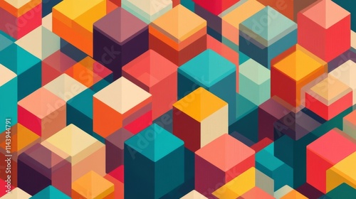 Abstract colorful isometric cube pattern background.