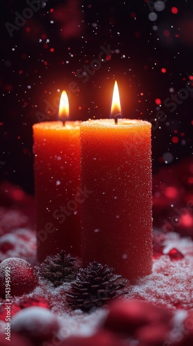 candlelight, winter holiday spirit, elegant winter decorations, festive candles, christmas festive season, christmas candlelight scene, warm christmas colors, warm christmas ambian photo