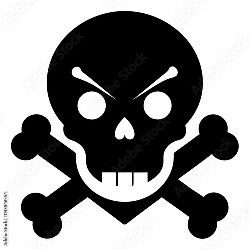 Skull crossbones silhouette. Clipart isolated on white background