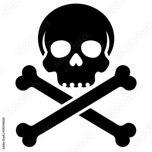 Skull crossbones silhouette. Clipart isolated on white background