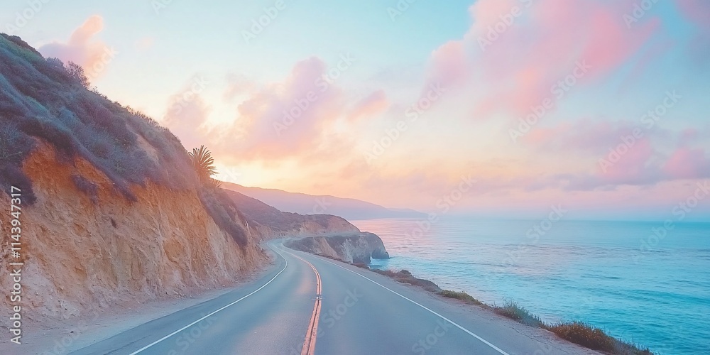 Fototapeta premium Scenic coastal highway sunset drive.
